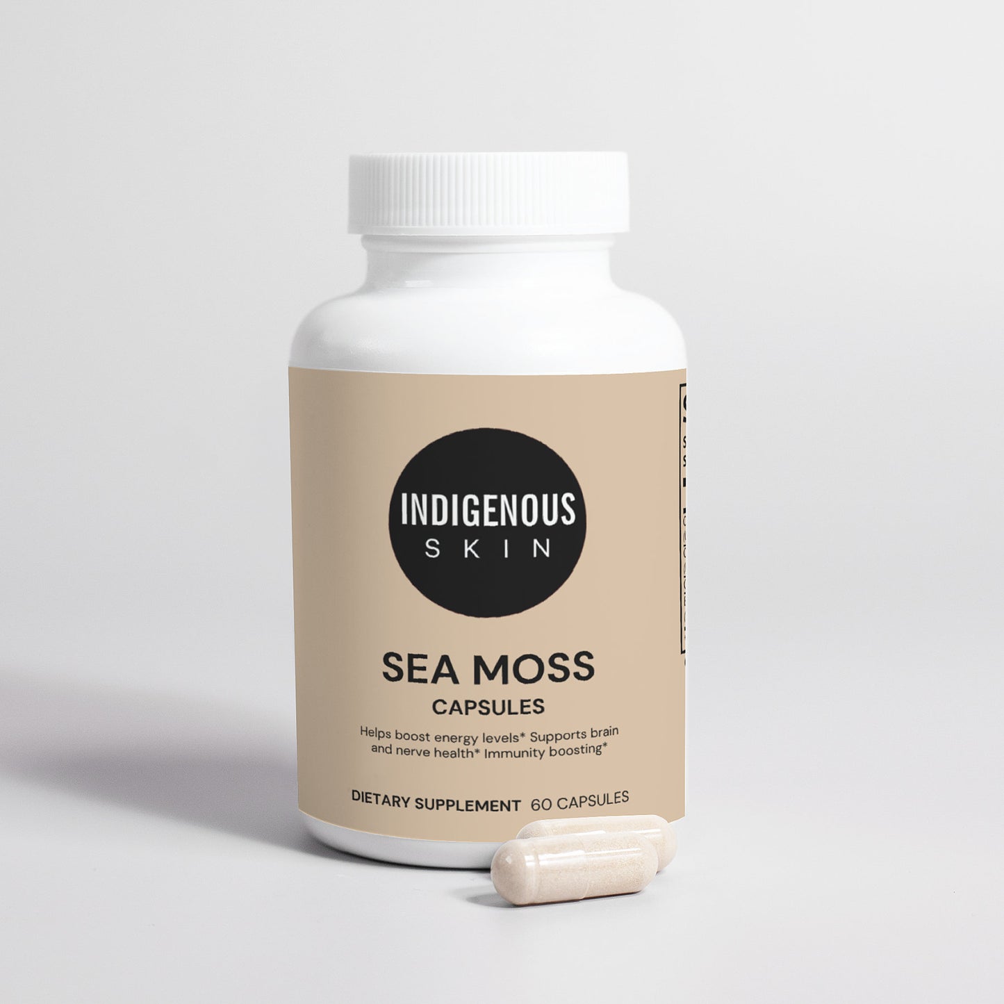 Organic sea moss capsules for immune support, thyroid health, and energy.
