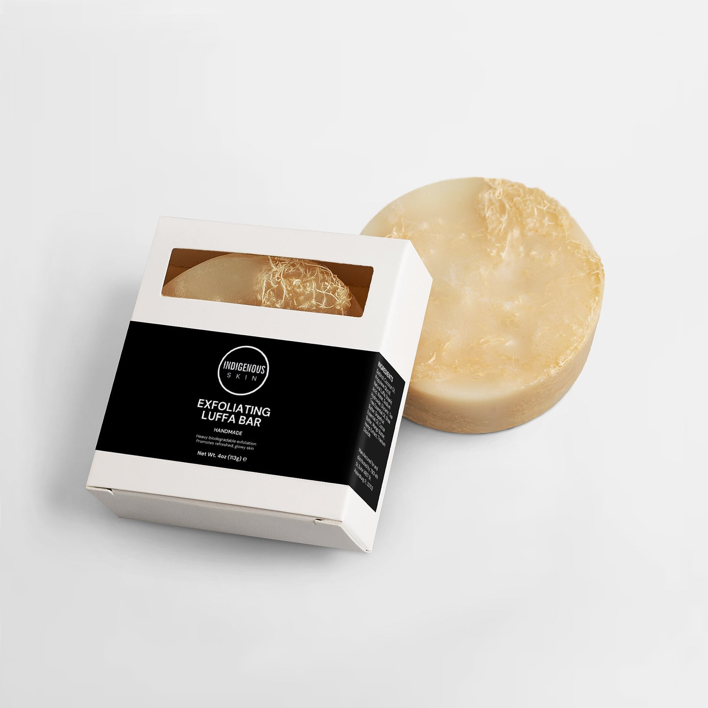 Natural exfoliating luffa bar soap for deep cleansing and smooth skin.