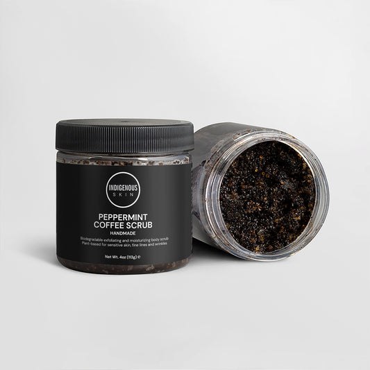 Peppermint coffee scrub for exfoliating, smoothing, and energizing skin.